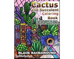 Cactus and Succulent Coloring Book BLACK BACKGROUND Color By Numbers for Adults Desert Plants Mosaic Puzzles