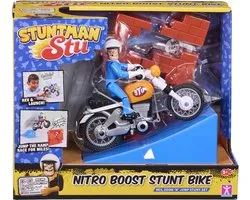 Bandai - Stuntman Stu - Nitro Boost Moto - Jouet de Cascade - Figurine Cascadeur Incuse - Jeu de Crash avec Véhicule et Accessoires - Jouet pour Enfants de 4 ans et plus - COSS8201