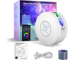 BlitzWill BW-PLT2 Projecteur d'étoiles - Smart Galaxy Projector avec nébuleuse RVB, haut-parleur Bluetooth, bruit blanc, 6 disques de projection HD, Alexa & Google Home