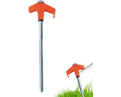 Grondschroefanker - Tentharingen vastschroeven - Stabiele tentopbouw - Oplichtend in donker - 20 cm - Oranje