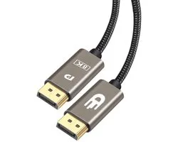 Drivv. Displayport Kabel - 8K 60Hz - 4K 144Hz - 32.4Gbps - Displayport 1.4 - DP Kabel - Nylon - 1 meter - Modern Grey