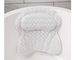 Coussin de bain - Coussin de bain spa - Coussin de nuque - Bain -tête - Wit - Avec kussen antidérapantes - 42 x 44 cm - Pour Bain et jacuzzi - Accessoires de bain