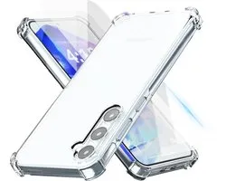 Hoesje geschikt voor Samsung A55 Transparant - 2x screenprotector - beschermglas screen protector- Anti Shock hoes camera case