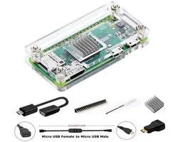 Dailygoody - Raspberry Pi Zero Starter Kit - 7-in-1 Behuizing - Transparant - Kop - HDMI-adapter - Inclusief Koellichaam - Voor Raspberry Pi Zero
