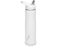 EcoVessel - The Summit - Bouteille isotherme TriMax en acier inoxydable avec paille - 709 ml - White