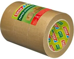 tesapack STANDAARD PAPIER - Papieren verpakkingstape - 56% hernieuwbare materialen - Met de hand afscheurbaar - Verpakkingstape voor lichte pakketten - Bruin - 3 rollen van 50 m x 50 mm per stuk