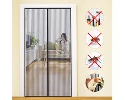 Mosquito Net, Window Door Curtain, Magnetic Closure | Magnetic Fly Screen for Balcony Door Patio Insect Protection Ultra Thin Mesh No Drilling with Adhesive Tape, zwart, 195*80cm