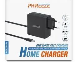 65w Oplader USB C Zwart - Laptop USB C Oplader 1.8m - 65 Watt Voedingsadapter geschikt voor MacBook, HP, Lenovo, Asus, Samsung Laptop - USB-C Power Delivery