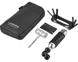 Lezyne Pocket Organizer Loaded MTB - Compacte fietstas met Lezyne Power Lever, Classic Tubeless Kit & Multi Tool Rap II 6 - Nylon - 15x7.6x2 cm - Zwart