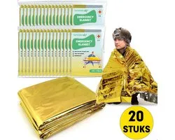 Couverture d'urgence - Couverture de sauvetage - Couverture isolante - Set de 20 PCS - 160 x 210 - PET - Aluminium - Or / Argent