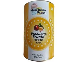 Magic Bubble Pearls – Passievrucht (Passionsfrucht) Popping Boba, 400g | Sappige Vruchtparels voor Bubble Tea, Mocktails, IJs & Meer met Kajal Sticker