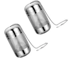 Set de 2 infuseurs à thé en acier inoxydable - Lazy Tea Bag - Infuseur à thé en acier inoxydable 316 (sûr pour les aliments) - Adapté à la préparation du thé - Filtre - Filtre Ultra fin - Adapté au thé en vrac - Infuseur à thé fileté - 8 x 4 cm