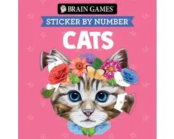 Brain Games - Sticker by Number Compact Edition: Cats 7x7 Inches Perfect Gift for Cat Lovers, Travel Size Activity Book for Adults & Kids 7+