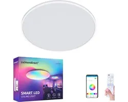 Lichtendirect - Plafonnier LED Smart avec télécommande - Contrôlable par application - Dimmable RGB - Plafonnier pour salon