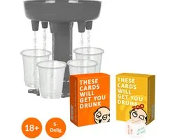 GAGATO - Set de jeu à boire - Ces cartes vous rendront ivres - Partie 1 et 2 - Y compris distributeur de Shot Grijs - Y compris Verres à shot - Y compris dés - Jeu de cartes - Set de cartes