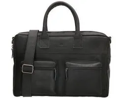Hide & Stitches Oklahoma Handtas Unisex - Schoudertas met verstelbare en afneembare schouderband - Tas van 100% Leder met ritssluiting - Zwart