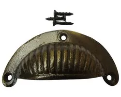 Sunrise Cup Pull Handle Antique Brass