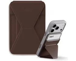 MOFT Snap-On Magnetische Kaarthouder - Wallet Compatibel met MagSafe - Pasjeshouder met Standaard - MOVAS Vegan Leer - Portemonnee 2 Pasjes - Bruin