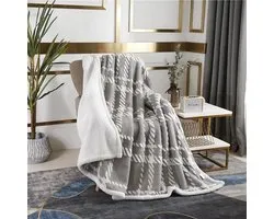 Sherpa Fleece Blanket, Reversible Soft Warm Fluffy Thick Throw Blankets, Double Sided Cosy Autumn and Winter Blanket for Bed Sofa Chairs, Fuzzy Home Decoration Bed Blankets, Grey, Ankle (130x160cm)