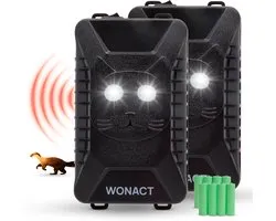 Wonact Répulsif à Martes Auto 12V – 2 Pièces – Répulsif Martes Pierre Maison – Anti Martes - Répulsif Souris - Voiture, Maison, Jardin - 3 Alimentations (USB/Batteries AA/DC-12V)