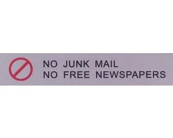 RVS Brievenbussticker Engelse tekst geen reclame: No Junk mail Zelfklevend