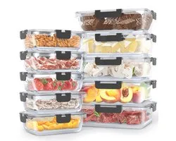 Avalo Boîtes de conservation Glas - Récipients de Prep de repas - Récipients de congélation - Avec couvercle - 10 pièces 1060 ml / 370 ml