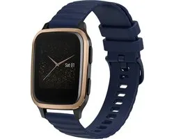 Siliconen bandje - geschikt voor Amazfit GTS / GTS 2(E) / GTS 2 Mini / GTS 3 / 4 (Mini) / Bip (S) / Bip U (Pro) / Bip Lite / Bip 3 (Pro) / GTR 42 mm / Pop (Pro) / Active (2) - marineblauw