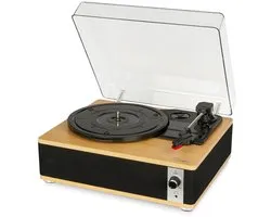 Fomix FM-109 Bluetooth Platenspeler – Bamboo Design Record Player met Ingebouwde Stereo Speakers, 33/45/78 RPM & Bluetooth Vinyl Speler Zwart