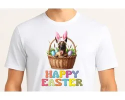 Malinois Happy Easter - T Shirt - FeelGood - GoodVibes - VibesOnly - cute - Gift - Cadeau - couples - inlove - koppels - stelletje - Hond - Dog - Paasei