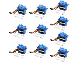 Micro Servo Motor 9G - Set van 10 Stuks voor RC Robotica, Modelbouw en Elektronica Toepassingen, Inclusief Aansluitkabel