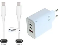 OneOne 65W super snellader met 3 poorten. Oplader met Sterke 3,0m USB C naar C kabel. PPS GaN PD lader adapter past op Poco F4, Poco F5, F5 Pro, Poco F6, F6 Pro, Poco F7 Pro, F7 Ultra, Poco M4 Pro, Poco M6, M6+, M6 Pro, X3 GT, Xiaomi