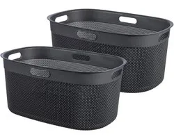 Curver Filo Panier à linge - 45L - Set de 2 pièces - Anthracite
