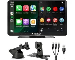 Siltcon® Geschikt voor CarPlay Scherm 7 Inch – Geschikt voor Android Auto Scherm – Draadloos - Navigatiesysteem Auto – Auto Scherm – Universeel – Met Touchscreen - Draadloos - Incl. Oplaadkabels Telefoon