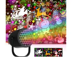 Kerst Projectielamp - LED Projector met 16 Lichtpatronen - Buiten Kerstverlichting voor Tuin en Muur - Feestelijke Projectie voor Ramen en Erf - Kerstdecoratie - Zwart - 1 Stuk