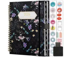 Thijox - Gumiho Weekkalender 2026 A5 Planner met Spiraalbinding, Schoolagenda met Penlus en Planstickers in Paars voor Organisatie en Productiviteit