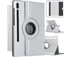 Étui avec support rotatif à 360 degrés Convient pour : Samsung Galaxy Tab S8 Ultra 16,4 pouces - Étui avec mise en Sleep automatique pour SM-X900 X906 - argent