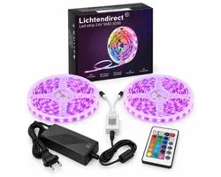 Lichtendirect-LED Strip - 30 meter - RGB verlichting - dimbaar - met afstandsbediening- Bluetooth - zelfklevend-Led light strip | Led lights | Led strips | Ledstrip
