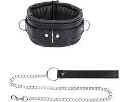 Fixxx - Gevoerde Collar met Leiband - Zwart