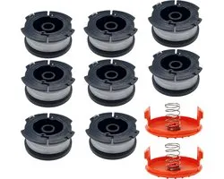 Spoel van draadtrimmer vervangingsdraad A6481 geschikt voor Black & Decker bosmaaier Ø 1,65 mm lengte 9,1 m - Set van 8 spoelen + 2 hoes