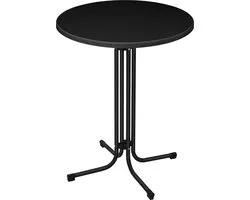 Ronde bistrotafel 79 x 110 cm, opklapbare bartafel van spaanplaat, tafelblad en metalen frame, campingtafel, draagvermogen tot 80 kg, bijzettafel voor buiten (Zwart) NAIZY