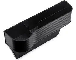 autostoel organizer bestuurder met bekerhouder | Auto opbergdoos met bekerhouder | Auto organizer | Gap filler autostoel | Auto gap vuller | Organizer in carbon fiber look | Auto accessoires | Opbergen auto accessoires