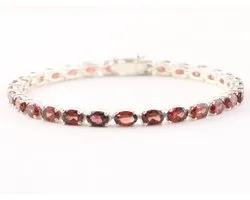 Zilveren tennisarmband met granaat