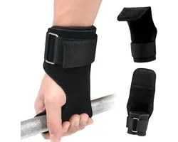 Lifting Hooks - Lifting Straps - 1 Paar - Fitness Straps - Wrist Wraps - Grips - Powerlifting - Wrist Wraps - Lifting Belt - Gym Grip Straps - Geschikt voor Gewichtheffen, Gripondersteuning en Krachttraining in de Sportschool - Turnen - Zwart