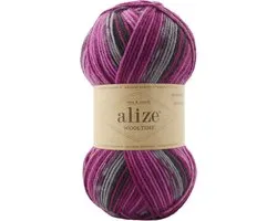 Laine pour chaussettes Alize Wooltime - Easy & Comfy - Superwash - Rose / Zwart/ Grijs
