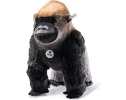 Steiff Knuffeldier Boogie Gorilla, schattig knuffeldier met kunststof ogen, kinderen, jongens en meisjes, pluche dier, 35 cm, zwart, 062223