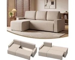 HOMCOM Sofa Bed-Polyester-226L x 125B x 86H cm-Beige