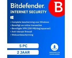 Bitdefender Internet Security 2021 - 5 Apparaten - 2 Jaar - Nederlands - Windows Download