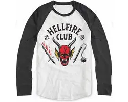 Stranger Things Longsleeve shirt -2XL- Hellfire Club Crest Wit/Zwart