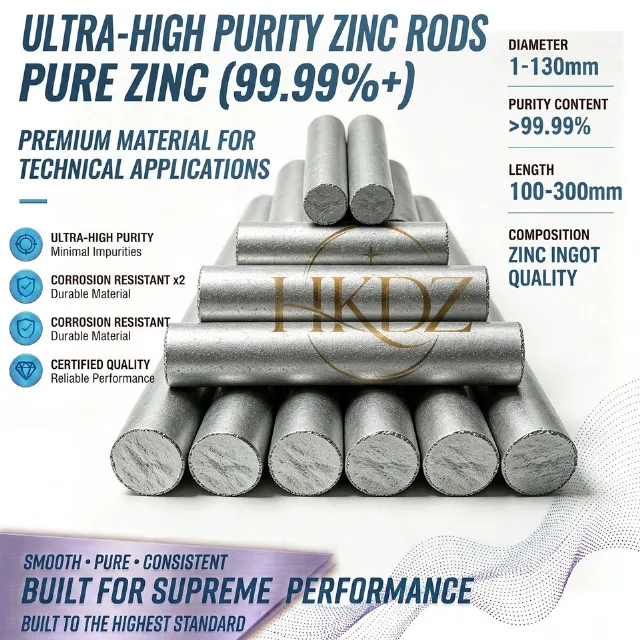 Pure Zinc Rod Zinc Anode Bar Sacrificial Anode Electroplating Metal Zn 99.995%