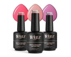 Set Velura® BIAB - Gel de construction en flacon - Set Essentials Pink - 3 couleurs de 15 ml - Gel de construction liquide - Ongles en gel BIAB - Adhérence flexible et diméthicone - Sans HEMA ni TPO